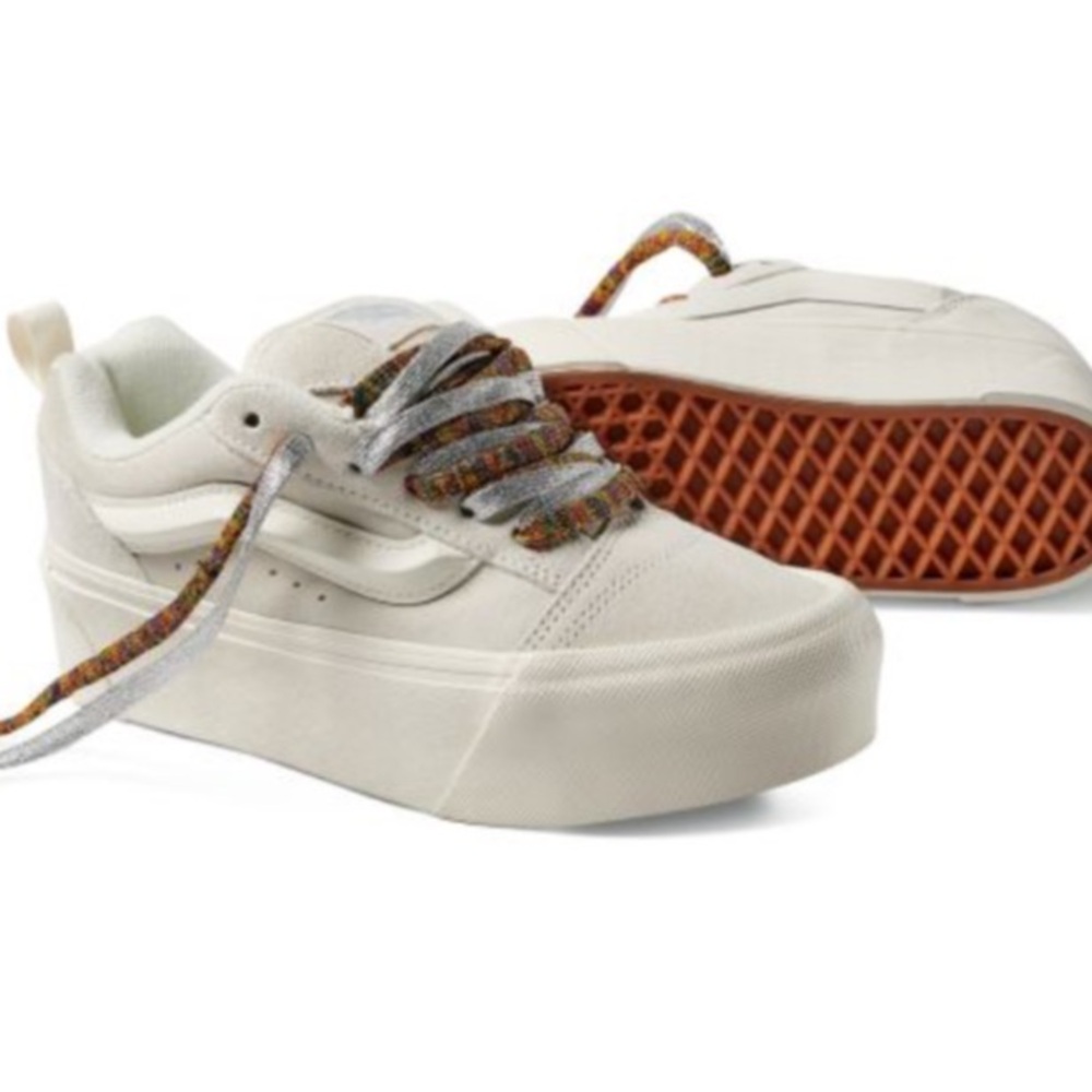 Vans Knu Stack Platform Sneakers White Multi Laces Size 7 NWT - Picture 3 of 9